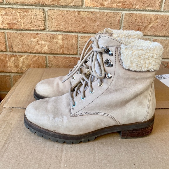 Aldo Jollyra Beige Sherpa/Winter Combat Boots - Picture 3 of 8